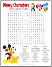 Disney Characters Word Search Puzzle | Print it Free