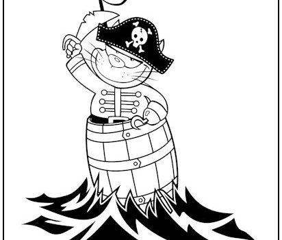 Pirate Kitty Cat Coloring Page