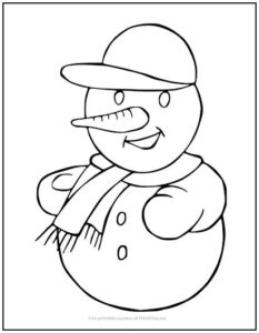 Snowman with Ballcap Coloring Page | Print it Free