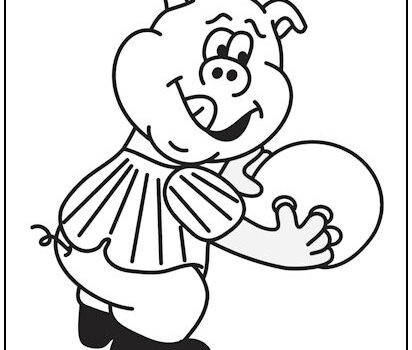 Bowling Pig Coloring Page