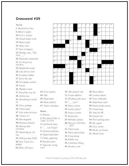Crossword Puzzle #39 Print it Free
