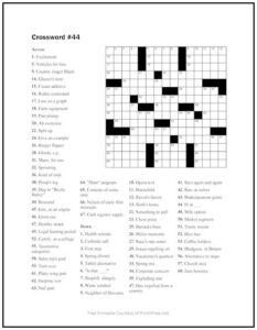 Crossword Puzzle #44 | Print it Free