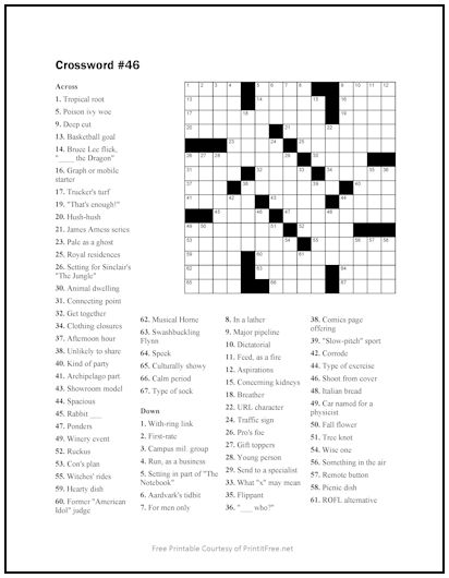 Crossword Puzzle #46 | Print it Free