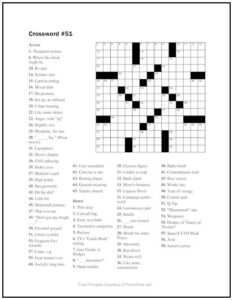 Crossword Puzzle #51 Print it Free