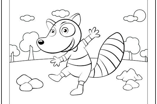 Happy Raccoon Coloring Page