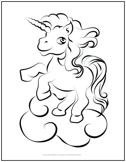 Swirly Unicorn Coloring Page