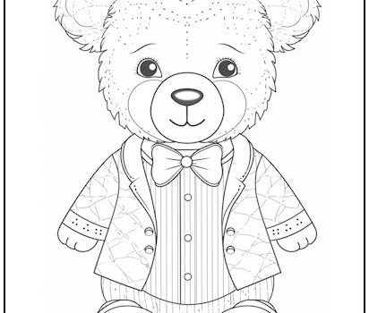 fuzzy teddy bear coloring page