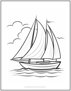 Sailboat at Sea Coloring Page | Print it Free