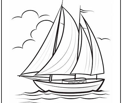 Sailboat at Sea Coloring Page