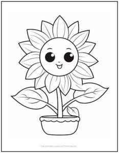 Happy Sunflower Coloring Page | Print it Free