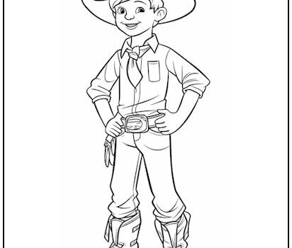 Young Cowboy Coloring Page