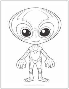 Big-Headed Alien Coloring Page | Print it Free