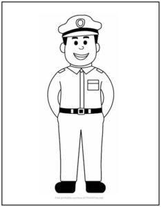 Happy Policeman Coloring Page | Print it Free