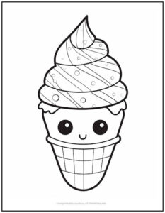 Kawaii Ice Cream Coloring Page | Print it Free