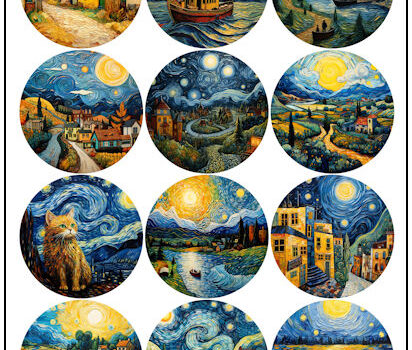 Van Gogh Inspired 2-1/4″ Fridge Magnet Designs