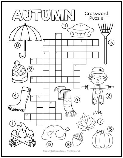 autumn crossword puzzle