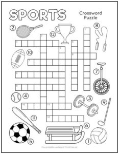 Sports Crossword Puzzle for Kids | Print it Free