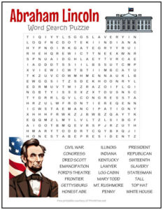 Abraham Lincoln Word Search Puzzle | Print it Free