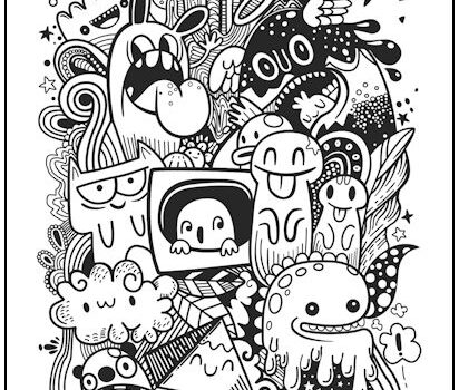 Critter Doodle Coloring Page