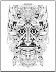 Tribal Mask with Tears Coloring Page | Print it Free