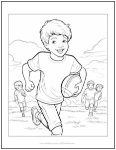 Boys Playing Football Coloring Page | Print it Free