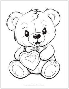 Baby Valentine Bear Coloring Page | Print it Free