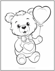 Heart Balloon Bear Coloring Page | Print it Free