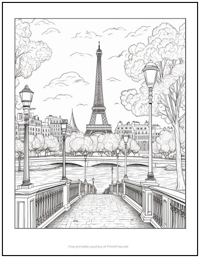 Paris Scene Coloring Page