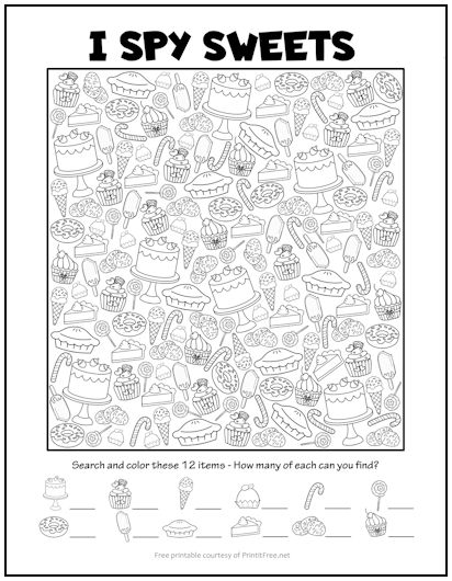 I Spy Sweets Picture Activity