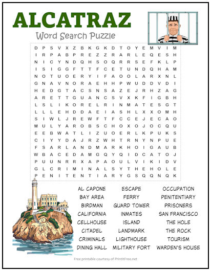 Alcatraz Word Search Puzzle