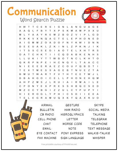 Communication Word Search Puzzle