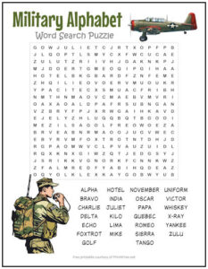 Military Alphabet Word Search Puzzle Print It Free