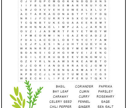 Spices Word Search Puzzle