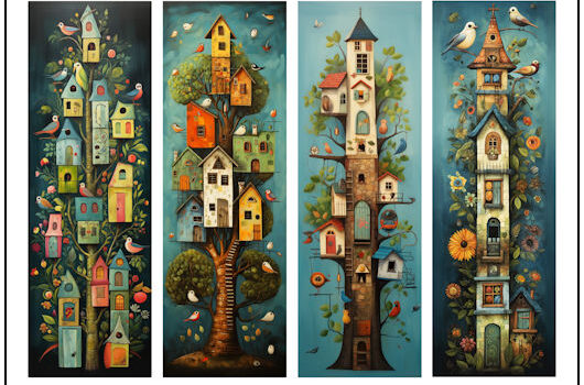 Naive Art Birdhouses Full Color Bookmarks