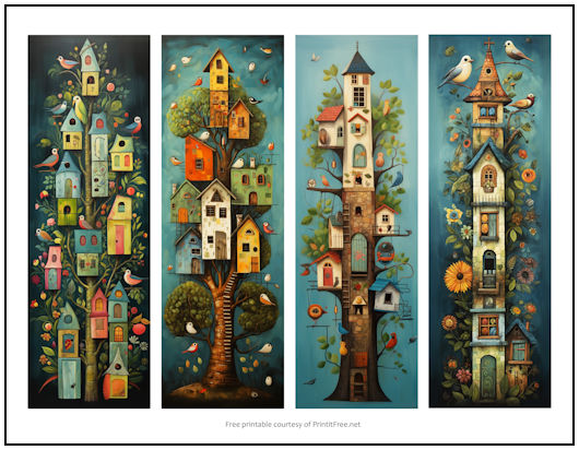 Naive Art Birdhouses Full Color Bookmarks