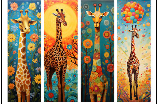 Whimsical Giraffes Full Color Bookmarks