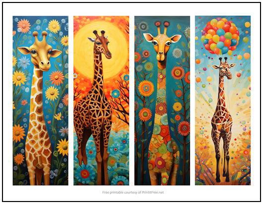 Whimsical Giraffes Full Color Bookmarks