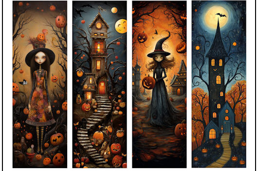 Whimsical Halloween Full Color Bookmarks