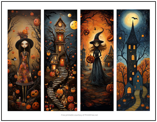 Whimsical Halloween Full Color Bookmarks