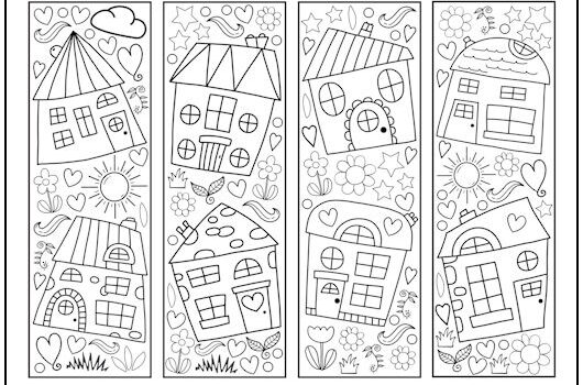 Whimsical Houses Bookmarks to Color