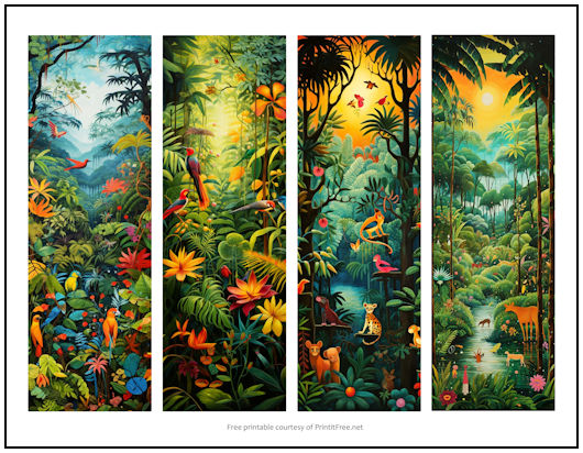 Naive Art Jungle Full Color Bookmarks