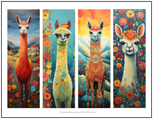 Whimsical Llamas Full Color Bookmarks