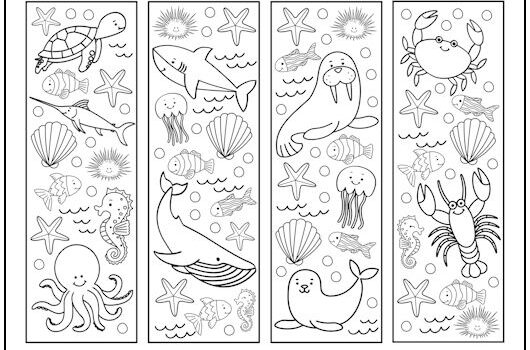 Ocean Life Bookmarks to Color