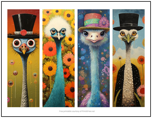 Whimsical Ostriches Full Color Bookmarks