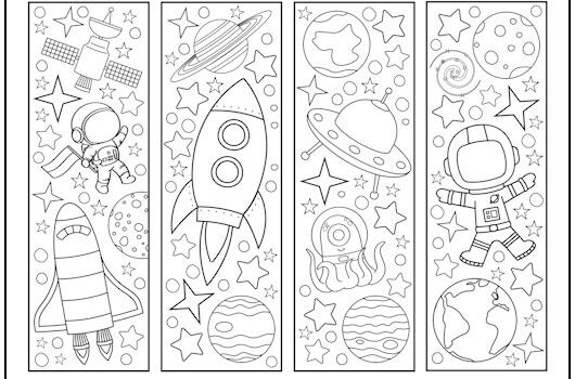 Outer Space Bookmarks to Color