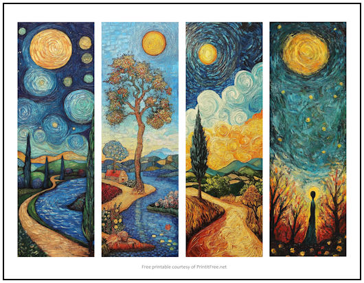 Van Gogh Inspired Full Color Bookmarks