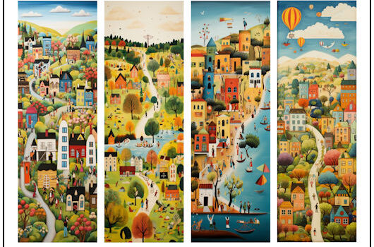 Village Scenes Full Color Bookmarks