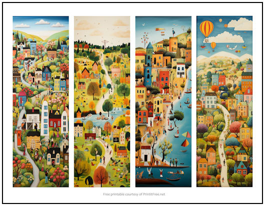 Village Scenes Full Color Bookmarks