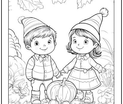 Autumn Kids Coloring Page