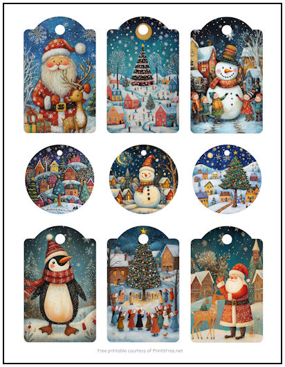 Naive Art Christmas Gift Tags